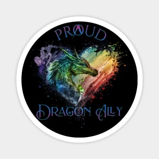 PRIDE Month Proud Dragon Ally Rainbow Pride Heart Magnet